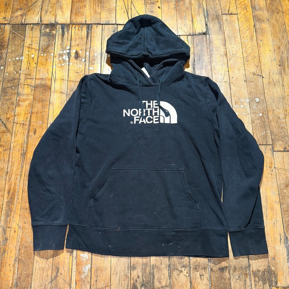 The North Face Hoodie Women's Large Black Cotton Long Sleeve Drawstring Pullover